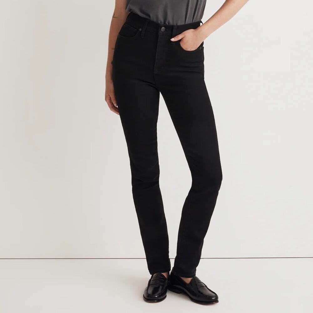 Madewell Stovepipe Black Wash Denim High Rise Jeans Size 25 Tall